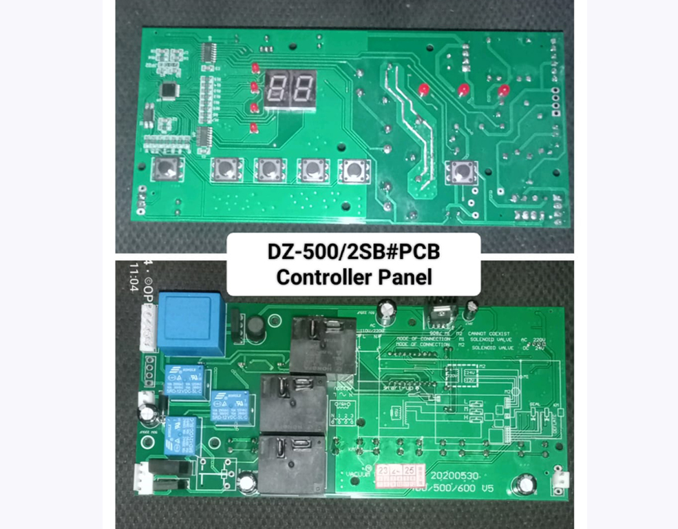Mengatur dan mengontrol otomatisasi proses vakum, sealing, dan pendinginan pada mesin vakum DZ-500 2SB.